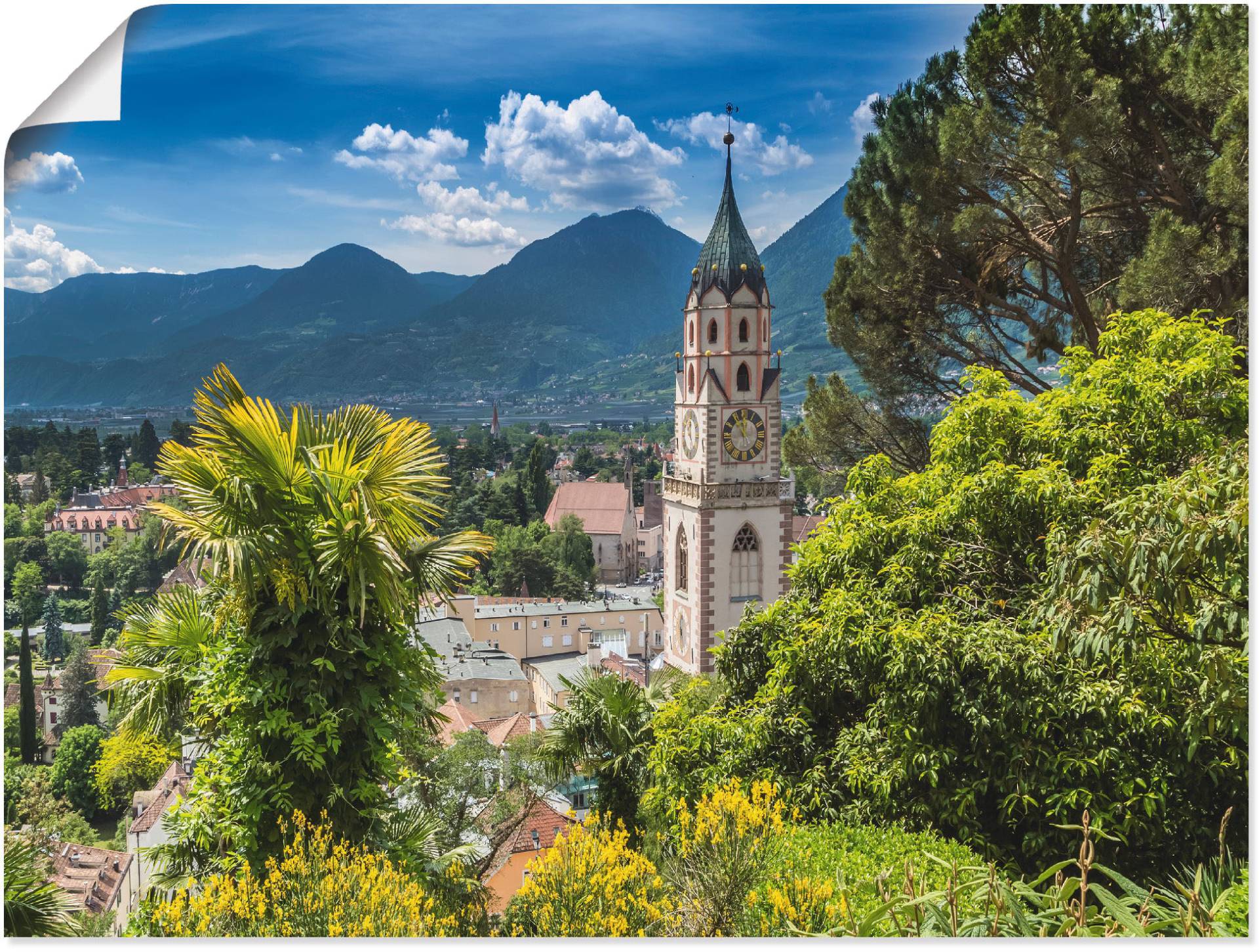 Artland Leinwandbild »Meran Idyllischer Blick über die Stadt«, Europa, (1 St.), auf Keilrahmen gespannt von Artland