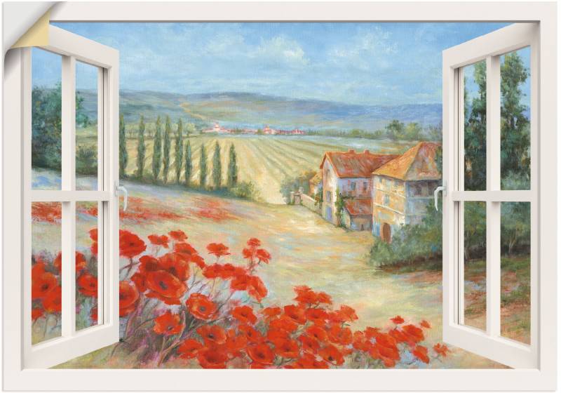 Artland Leinwandbild »Mohnlandschaft«, Fensterblick, (1 St.), auf Keilrahmen gespannt von Artland