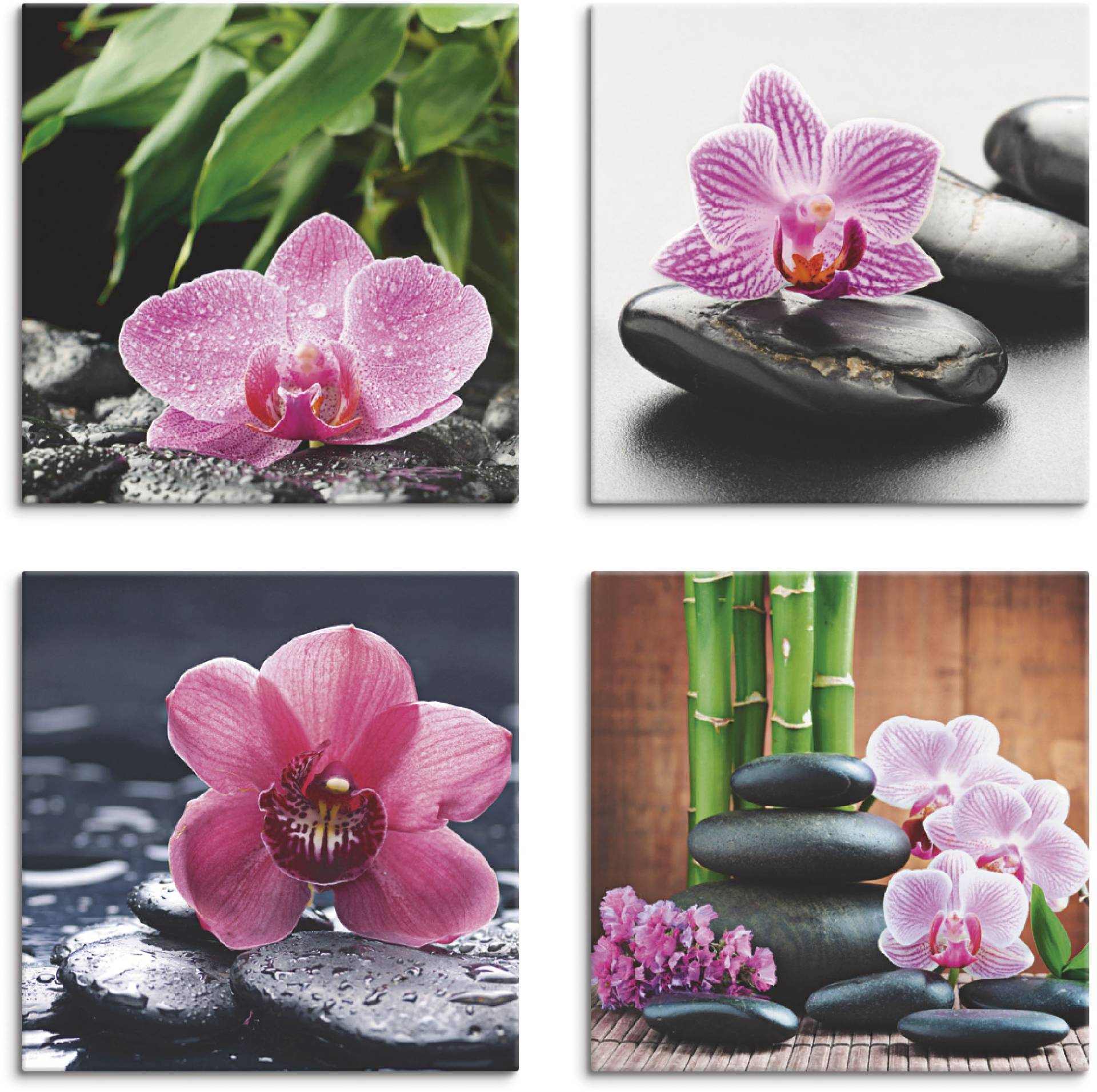 Artland Leinwandbild »Orchidee Zenstein Tropfen Spa Konzept«, Zen, (4 St.), 4er Set, verschiedene Grössen von Artland