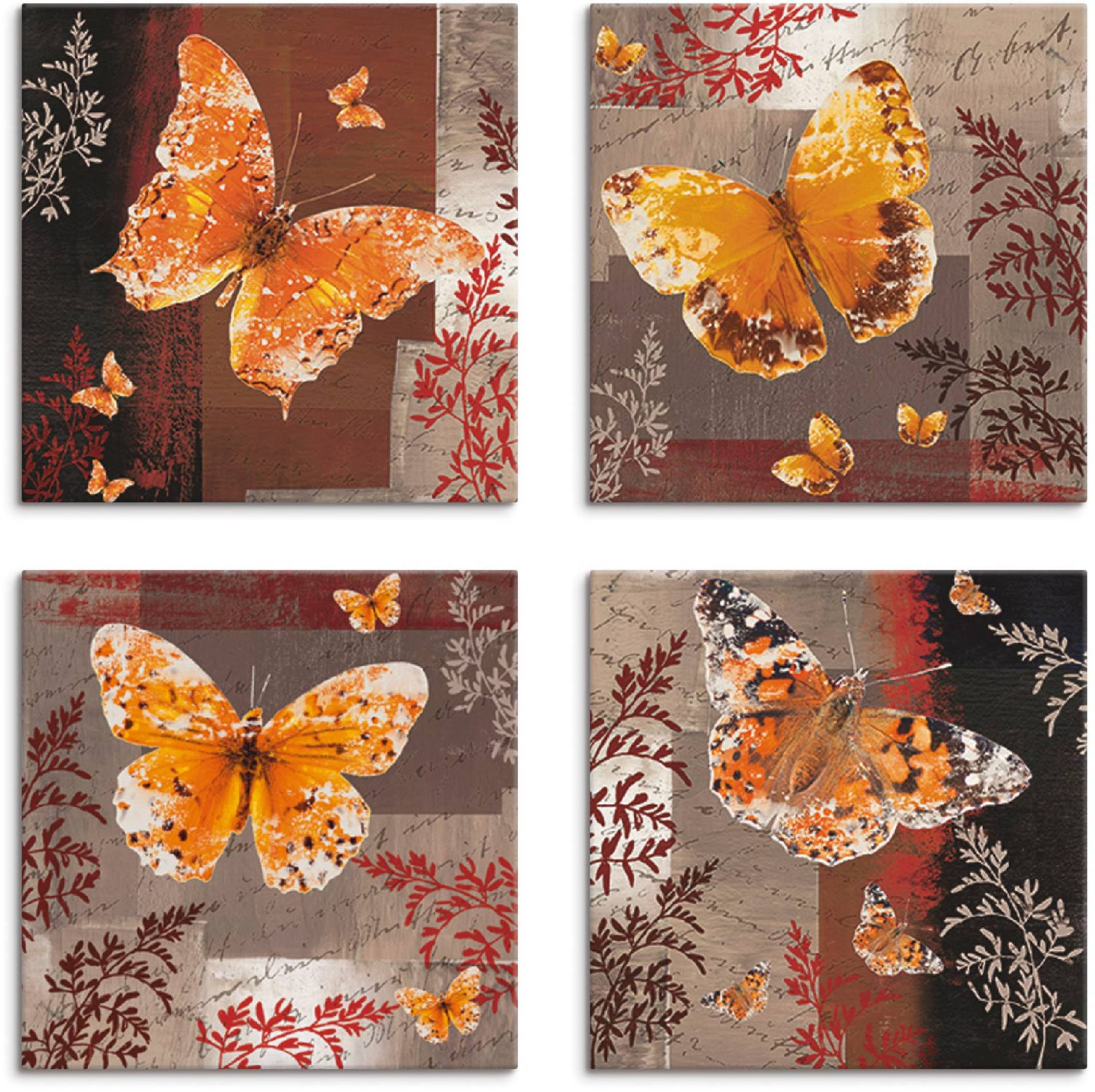 Artland Leinwandbild »Schmetterling 1-4«, Insekten, (4 St.), 4er Set, verschiedene Grössen von Artland