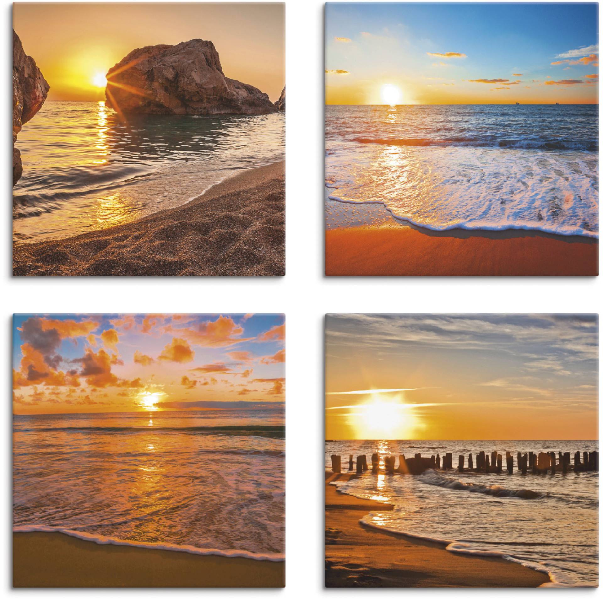 Artland Leinwandbild »Sonnenuntergänge am Strand & Meer«, Sonnenaufgang & -untergang, (4 St.), 4er Set, verschiedene Grössen von Artland