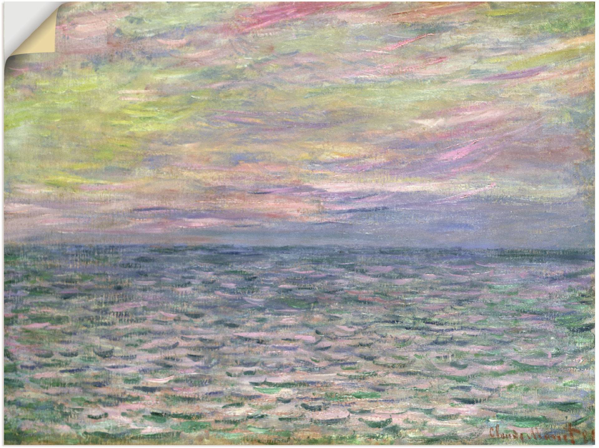 Artland Leinwandbild »Sonnenuntergang über dem Meer Pourville«, Sonnenaufgang & -untergang, (1 St.), auf Keilrahmen gespannt von Artland