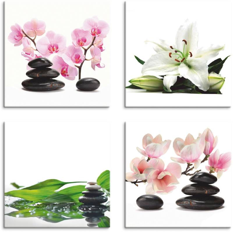 Artland Leinwandbild »Stein Orchidee Lilie Spa Bambus Magnolie«, Zen, (4 St.), 4er Set, verschiedene Grössen von Artland