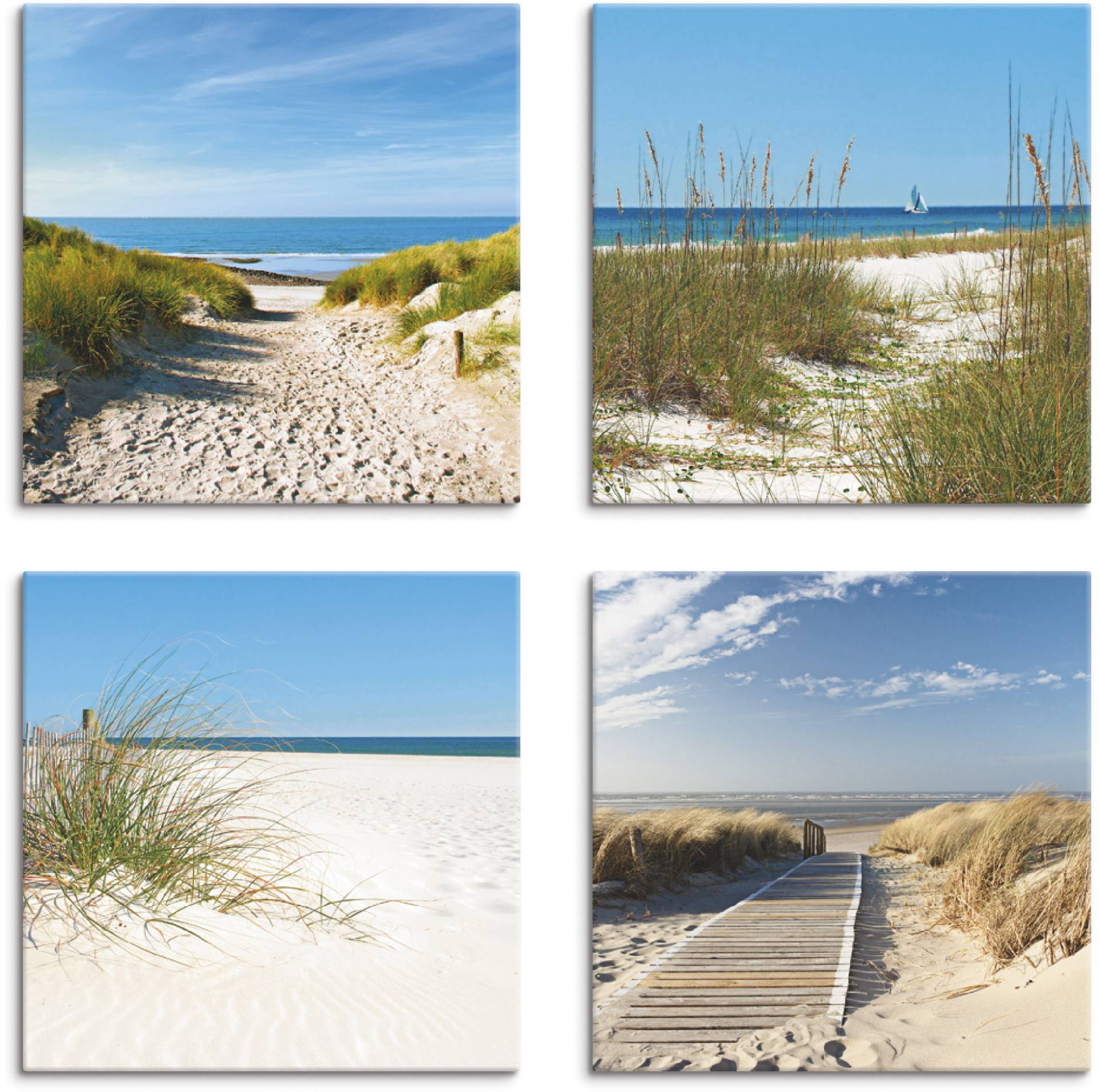 Artland Leinwandbild »Strand und Sanddünen«, Strand, (4 St.), 4er Set, verschiedene Grössen von Artland