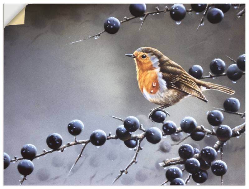 Artland Leinwandbild »Vogel im Beerenbaum«, Vögel, (1 St.), auf Keilrahmen gespannt von Artland