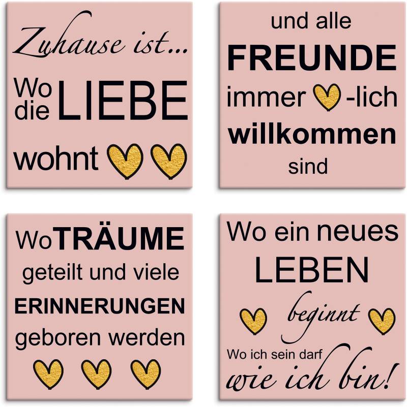 Artland Leinwandbild »Wo die Liebe wohnt«, Sprüche & Texte, (4 St.), 4er Set, verschiedene Grössen von Artland