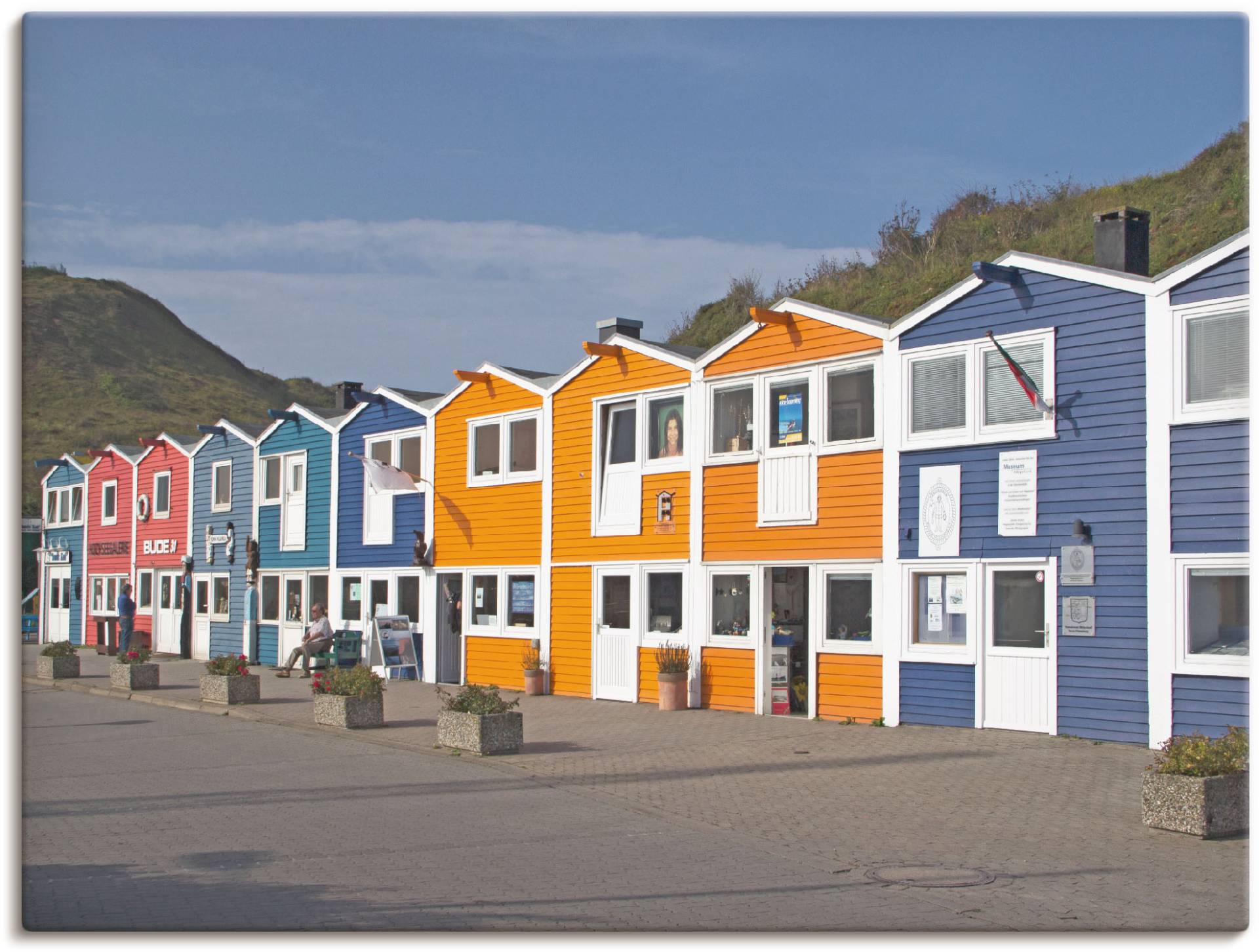 Artland Poster »Bunte Buden auf Helgoland«, Gebäude, (1 St.), als Leinwandbild, Wandaufkleber oder Poster in versch. Grössen von Artland