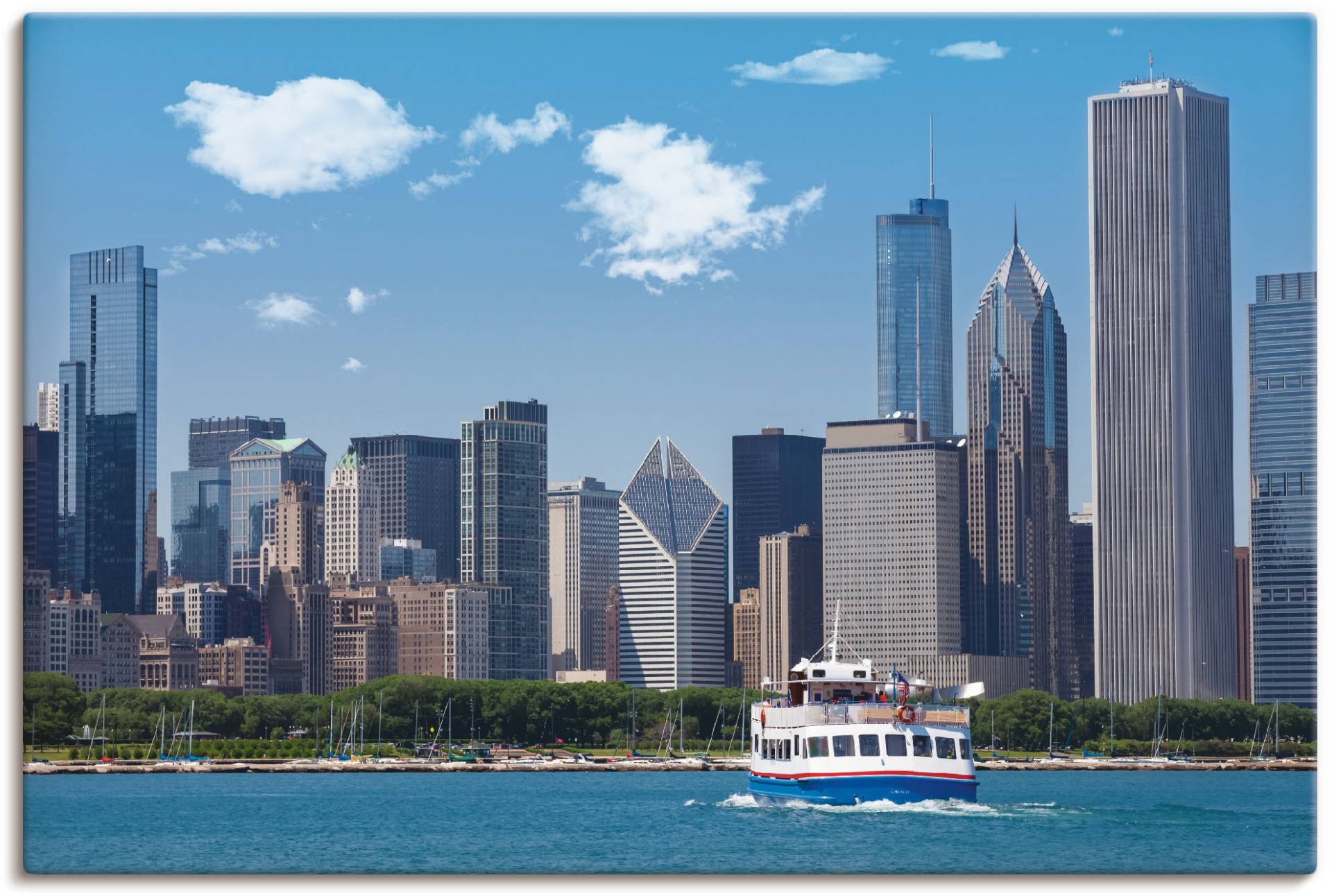 Artland Poster »Chicago Skyline«, Amerika, (1 St.), als Alubild, Leinwandbild, Wandaufkleber oder Poster in versch. Grössen von Artland