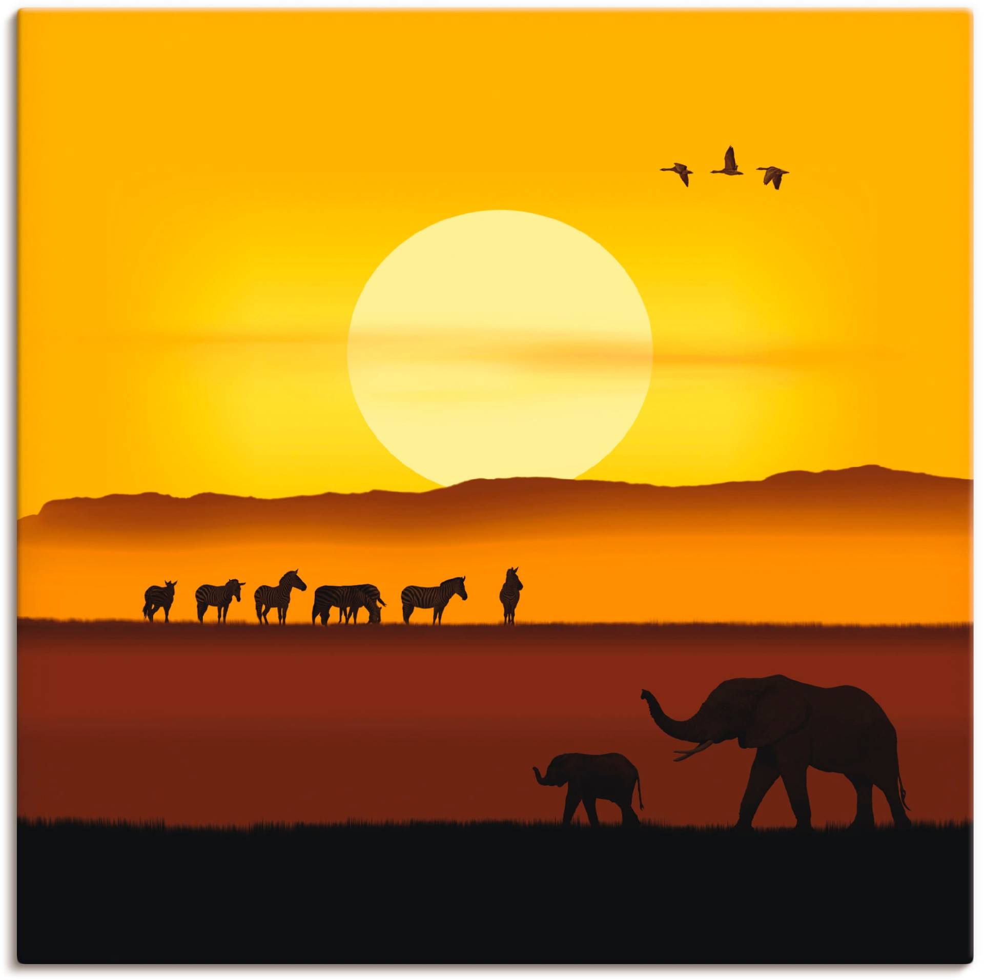 Artland Poster »Ein Morgen in der afrikanischen Savanne«, Wildtiere, (1 St.), als Alubild, Leinwandbild, Wandaufkleber oder Poster in versch. Grössen von Artland