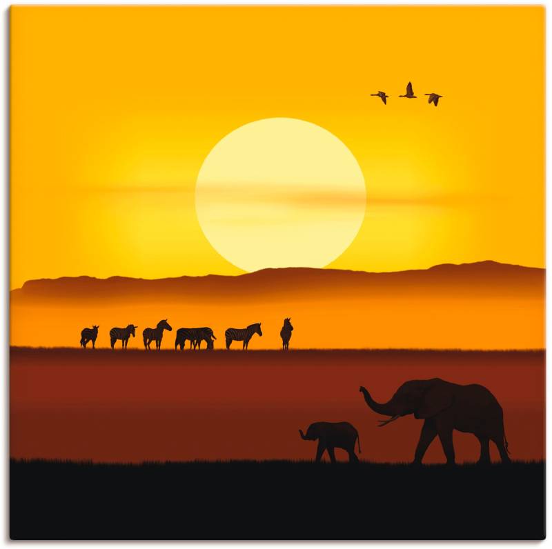 Artland Poster »Ein Morgen in der afrikanischen Savanne«, Wildtiere, (1 St.), als Alubild, Leinwandbild, Wandaufkleber oder Poster in versch. Grössen von Artland