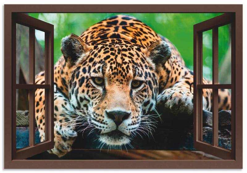 Artland Poster »Fensterblick - Südamerikanischer Jaguar«, Wildtiere, (1 St.), als Alubild, Leinwandbild, Wandaufkleber oder Poster in versch. Grössen von Artland