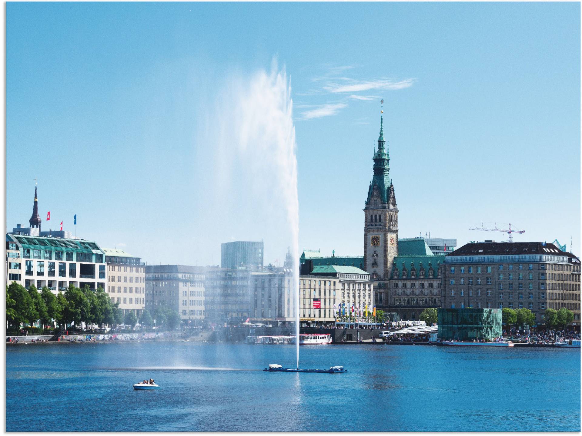 Artland Poster »Hamburg Alsterfontäne mit Rathaus«, Deutschland, (1 St.), als Alubild, Leinwandbild, Wandaufkleber oder Poster in versch. Grössen von Artland