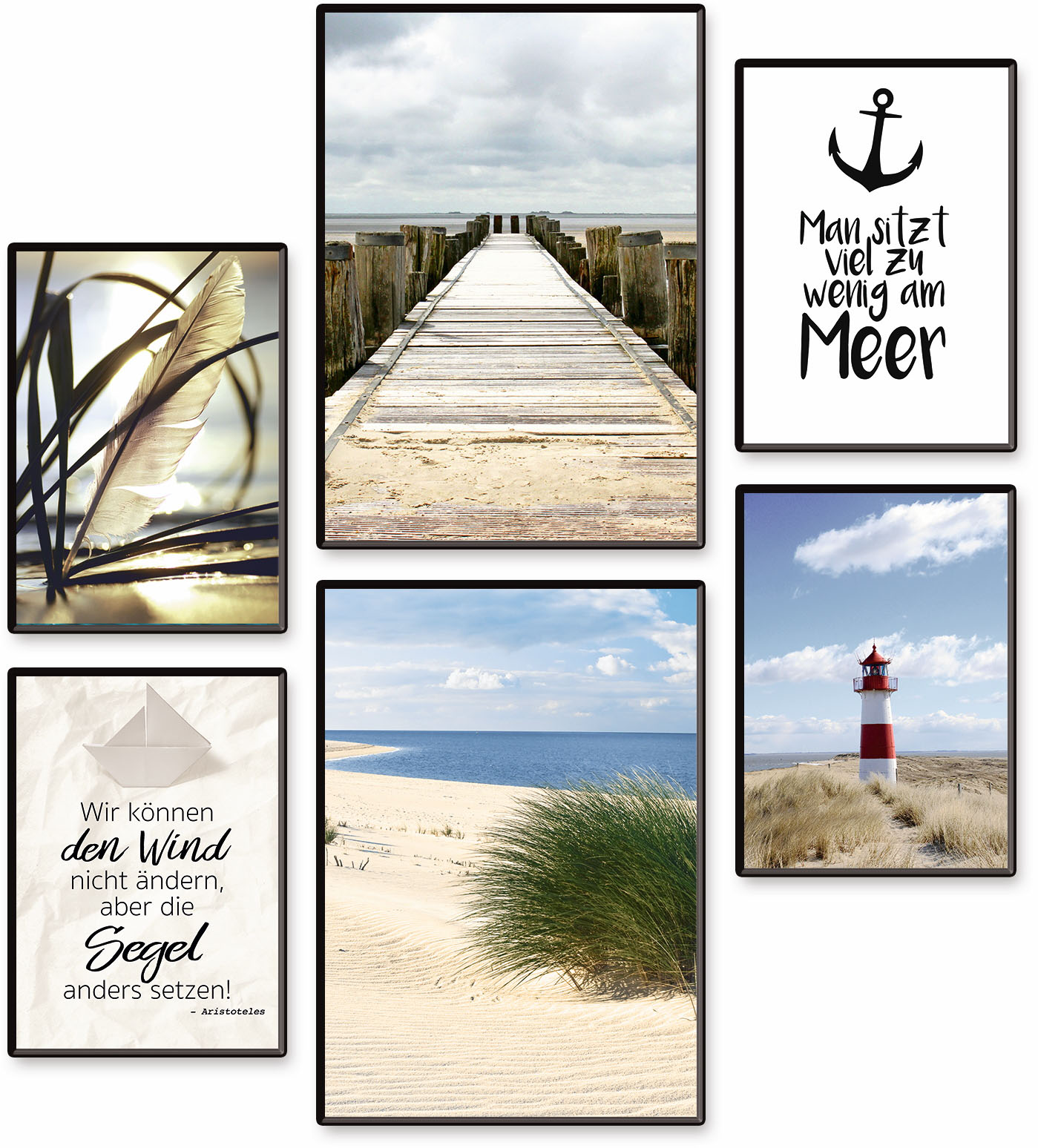 Artland Poster »Impressionen vom Meer«, Meer Bilder, (Set, 6 St.), 6er Set, 2xDIN A3 / 4xDIN A4, ohne Rahmen von Artland