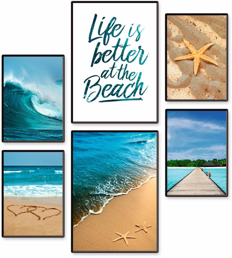 Artland Poster »Leben am Strand«, Meer Bilder, (Set, 6 St.), 6er Set, 2xDIN A3 / 4xDIN A4, ohne Rahmen von Artland