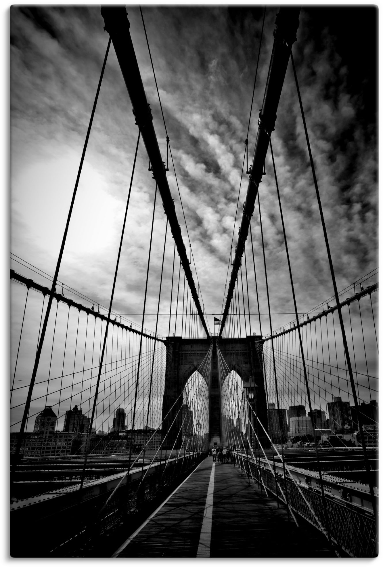 Artland Poster »New York City Mächtige Brooklyn Bridge«, Amerika, (1 St.), als Alubild, Leinwandbild, Wandaufkleber oder Poster in versch. Grössen von Artland