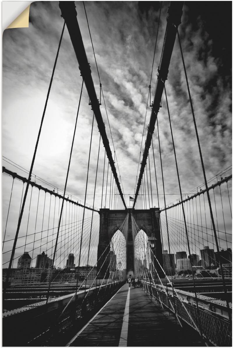 Artland Poster »New York City Mächtige Brooklyn Bridge«, Amerika, (1 St.), als Alubild, Leinwandbild, Wandaufkleber oder Poster in versch. Grössen von Artland