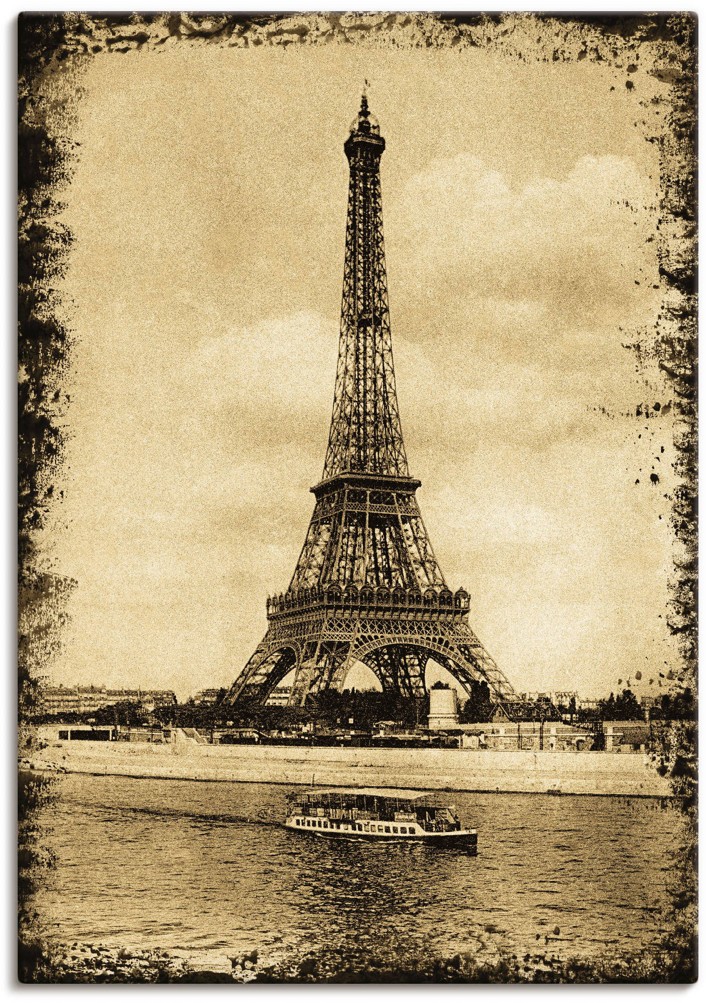 Artland Poster »Paris - Eiffelturm Vintage«, Gebäude, (1 St.), als Leinwandbild, Wandaufkleber oder Poster in versch. Grössen von Artland