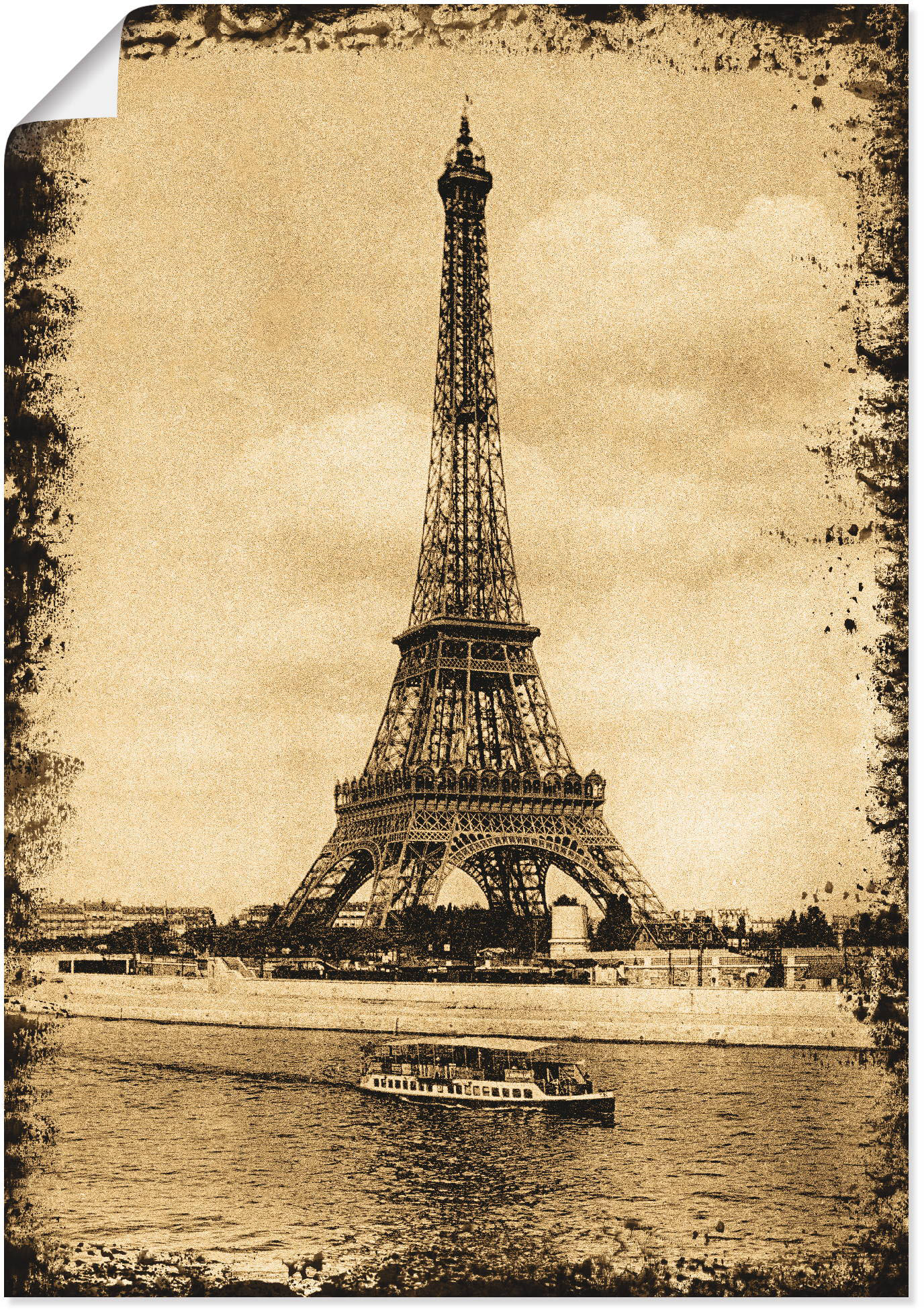 Artland Poster »Paris - Eiffelturm Vintage«, Gebäude, (1 St.), als Leinwandbild, Wandaufkleber oder Poster in versch. Grössen von Artland