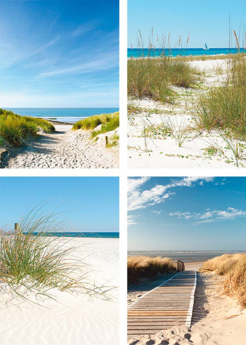 Artland Poster »Strand und Sanddünen«, Strand, (4 St.), Poster, Wandbild, Bild, Wandposter von Artland