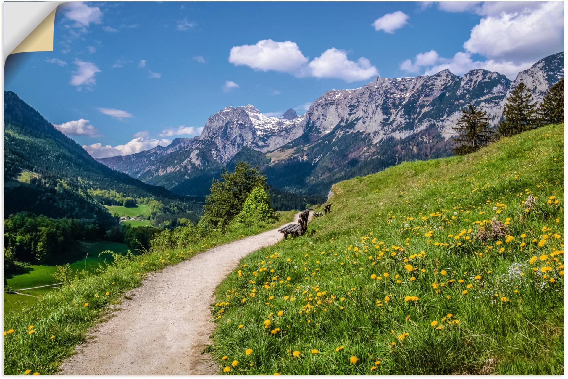 Artland Poster »Wanderweg bei Ramsau in Oberbayern«, Berge & Alpenbilder, (1 St.), als Alubild, Leinwandbild, Wandaufkleber oder Poster in versch. Grössen von Artland