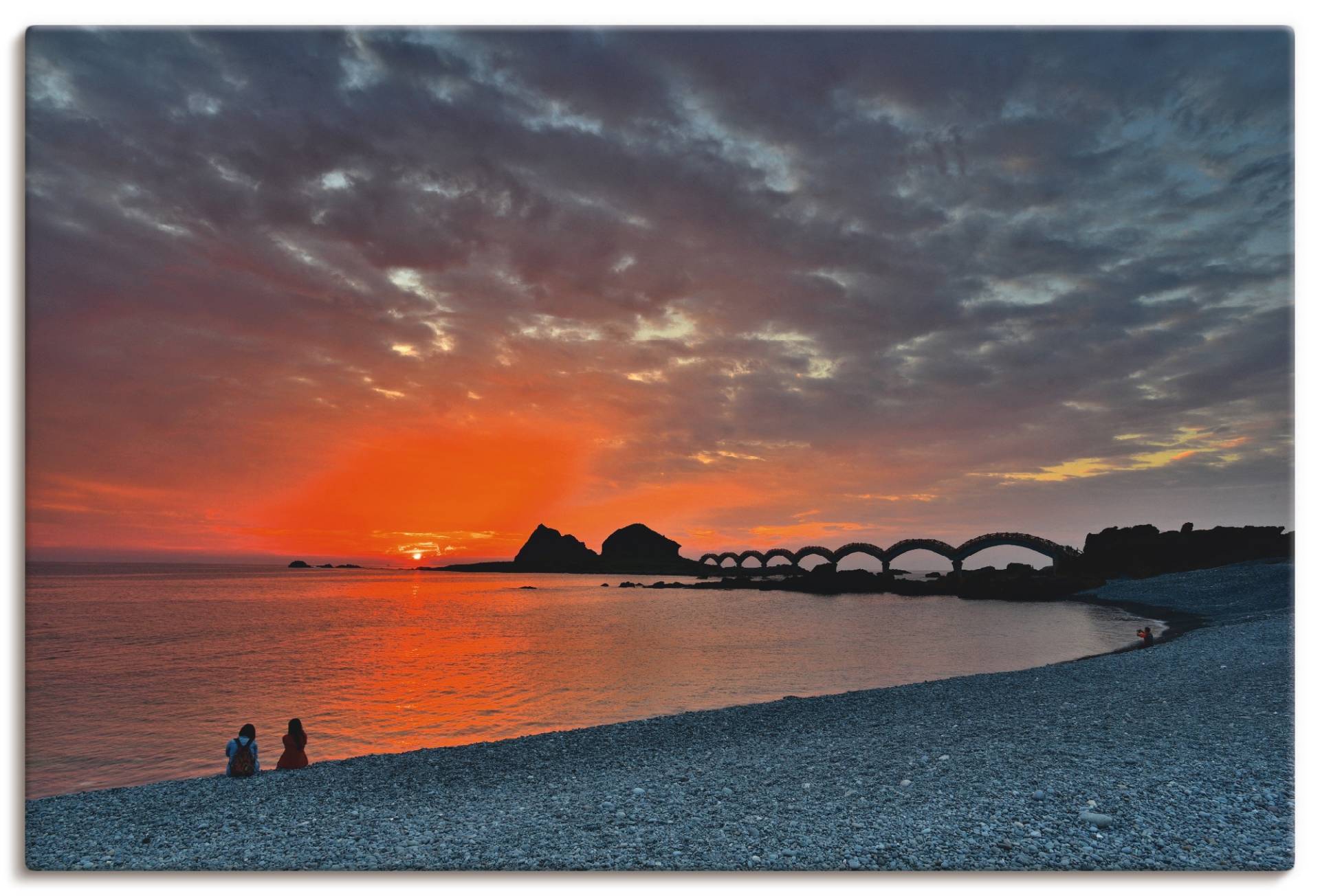 Artland Wandbild »Abendstimmung an der alten Eisenbrücke«, Strand, (1 St.), als Alubild, Leinwandbild, Wandaufkleber oder Poster in versch. Grössen von Artland