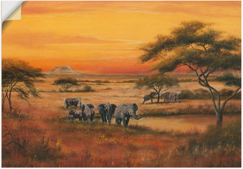 Artland Wandbild »Afrika Elefanten«, Afrika, (1 St.), als Alubild, Outdoorbild, Leinwandbild, Poster in verschied. Grössen von Artland