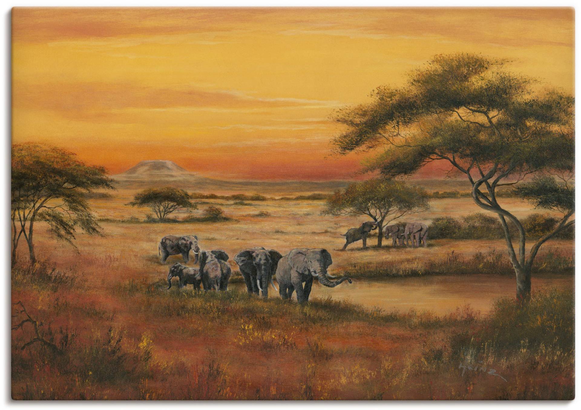 Artland Wandbild »Afrika Elefanten«, Afrika, (1 St.), als Alubild, Outdoorbild, Leinwandbild, Poster in verschied. Grössen von Artland