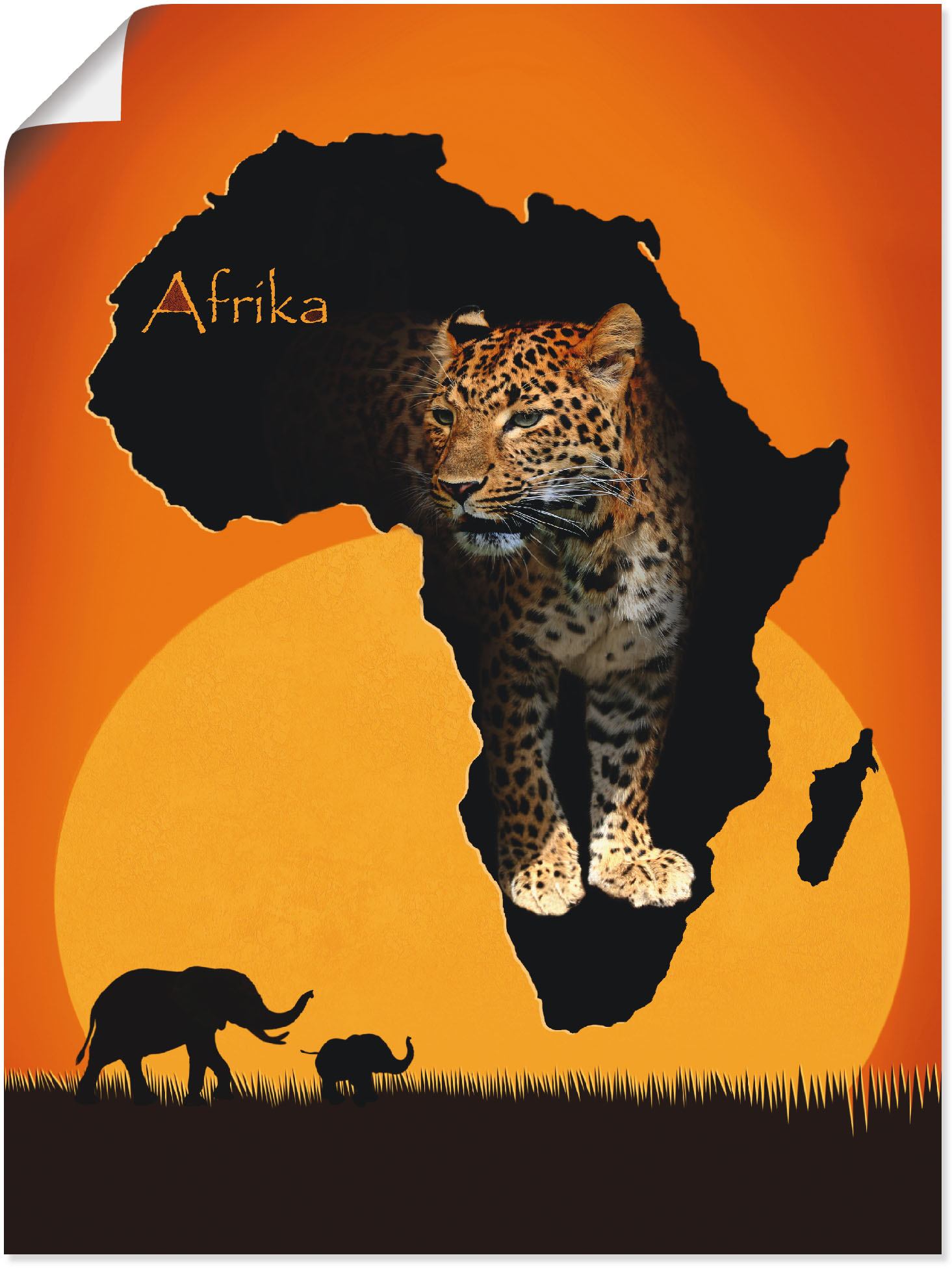 Artland Wandbild »Afrika der schwarze Kontinent«, Wildtiere, (1 St.), als Leinwandbild, Poster, Wandaufkleber in verschied. Grössen von Artland