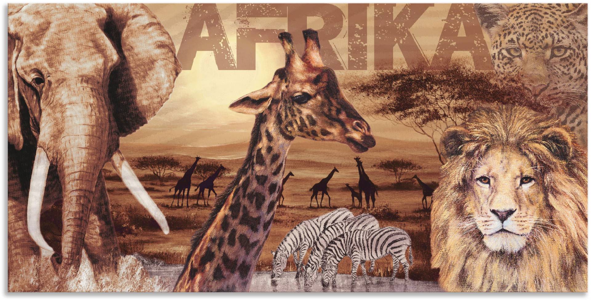 Artland Wandbild »Afrika«, Wildtiere, (1 St.), als Alubild, Outdoorbild, Leinwandbild, Poster, Wandaufkleber von Artland