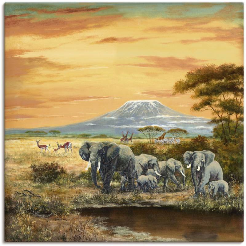 Artland Wandbild »Afrikalandschaft mit Elefanten«, Wildtiere, (1 St.), als Leinwandbild, Poster in verschied. Grössen von Artland