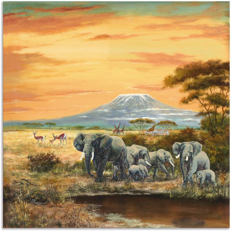 Artland Wandbild »Afrikalandschaft mit Elefanten«, Wildtiere, (1 St.), als Leinwandbild, Poster in verschied. Grössen von Artland