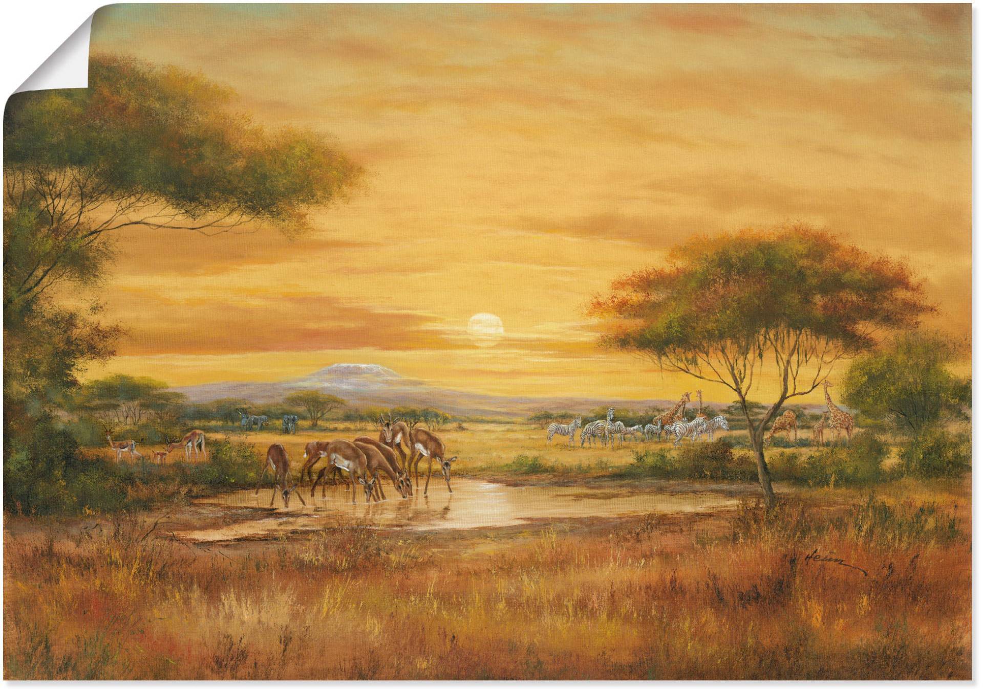 Artland Wandbild »Afrikanische Steppe«, Wildtiere, (1 St.), als Alubild, Outdoorbild, Leinwandbild, Poster in verschied. Grössen von Artland