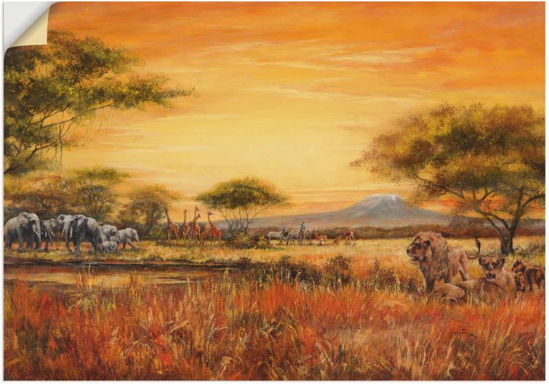 Artland Wandbild »Afrikanische Steppe mit Löwen«, Afrika, (1 St.), als Alubild, Outdoorbild, Leinwandbild, Poster, Wandaufkleber von Artland