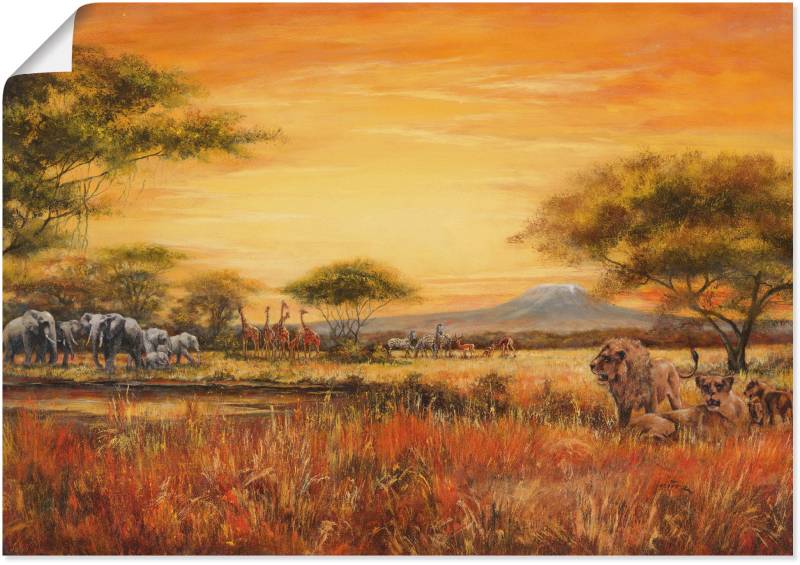 Artland Wandbild »Afrikanische Steppe mit Löwen«, Afrika, (1 St.), als Alubild, Outdoorbild, Leinwandbild, Poster, Wandaufkleber von Artland