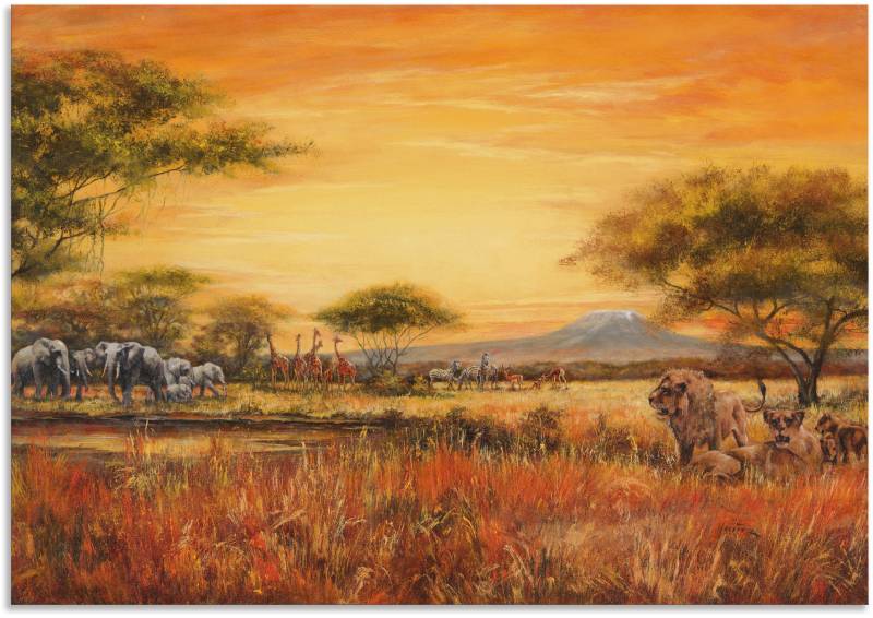 Artland Wandbild »Afrikanische Steppe mit Löwen«, Afrika, (1 St.), als Alubild, Outdoorbild, Leinwandbild, Poster, Wandaufkleber von Artland