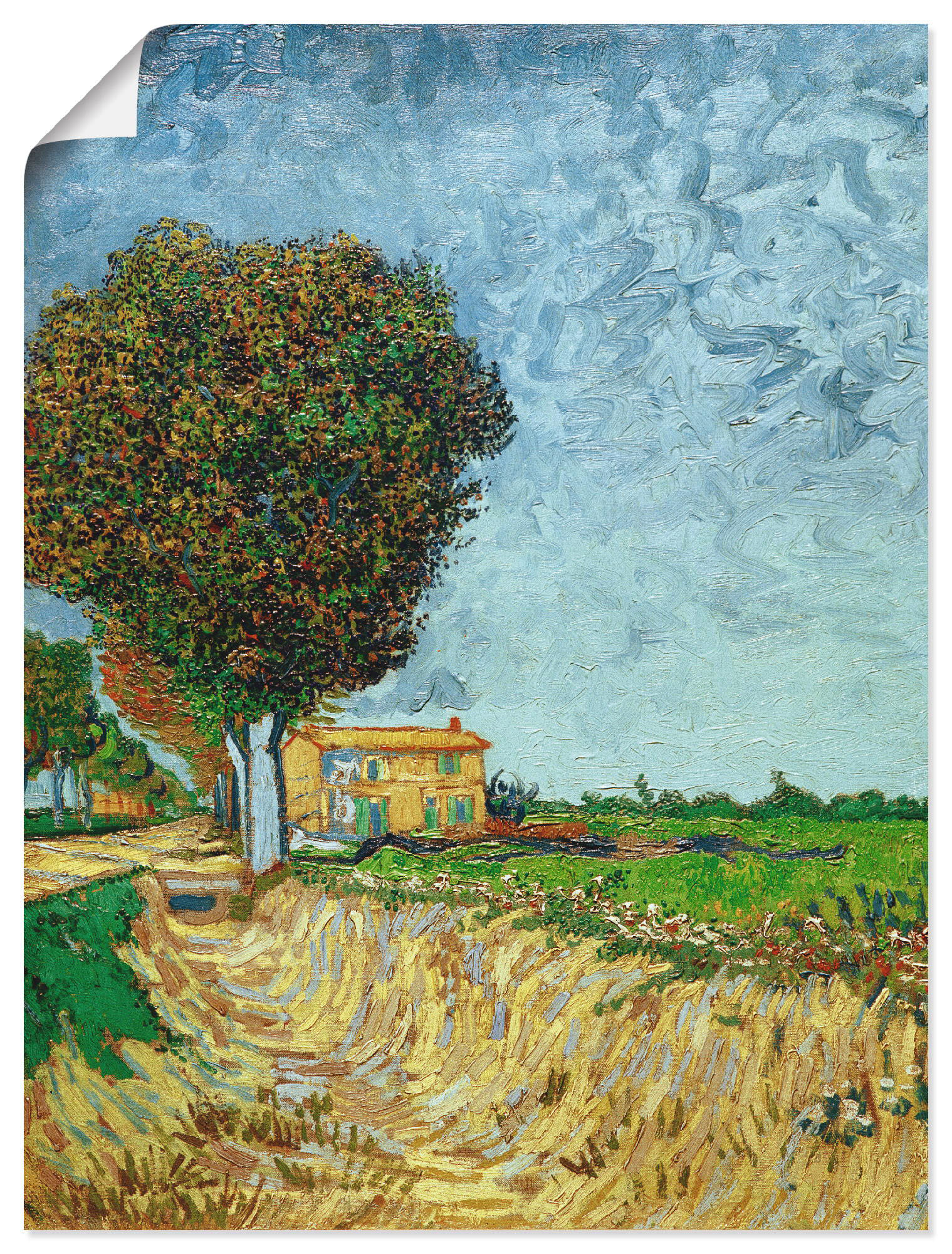 Artland Wandbild »Allee bei Arles mit Häusern«, Felder, (1 St.), als Leinwandbild, Wandaufkleber oder Poster in versch. Grössen von Artland