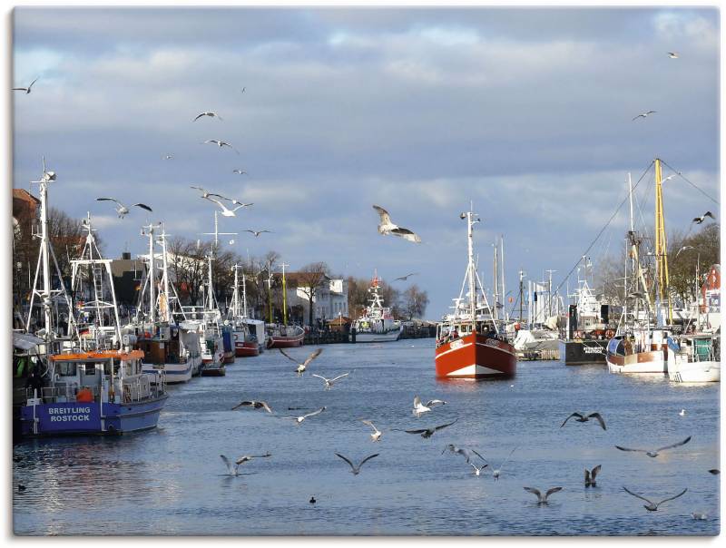 Artland Leinwandbild »Alter Strom in Warnemünde«, Boote & Schiffe, (1 St.), auf Keilrahmen gespannt von Artland