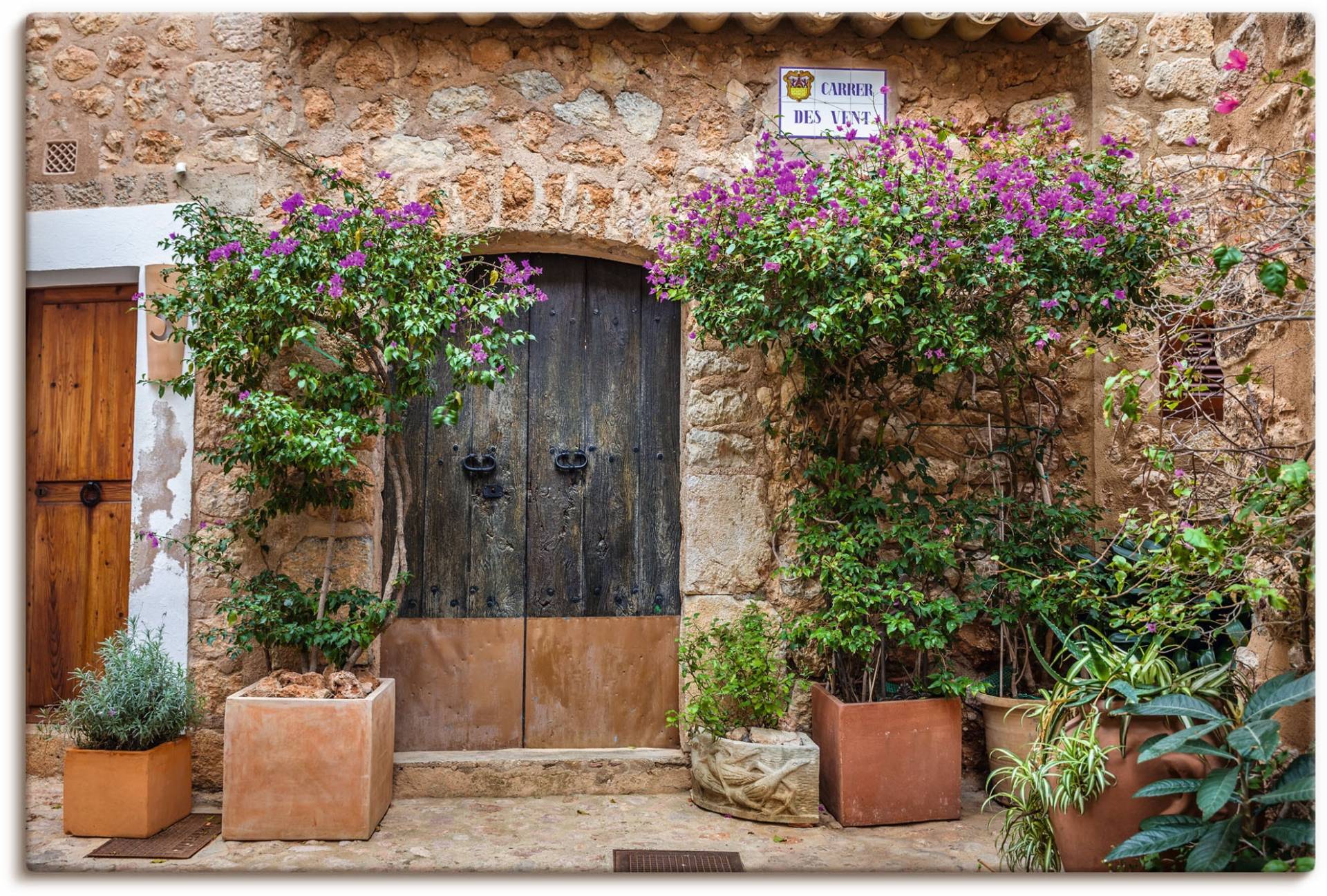 Artland Leinwandbild »Altstadtgasse im Dorf Fornalutx Mallorca«, Fenster & Türen, (1 St.), auf Keilrahmen gespannt von Artland