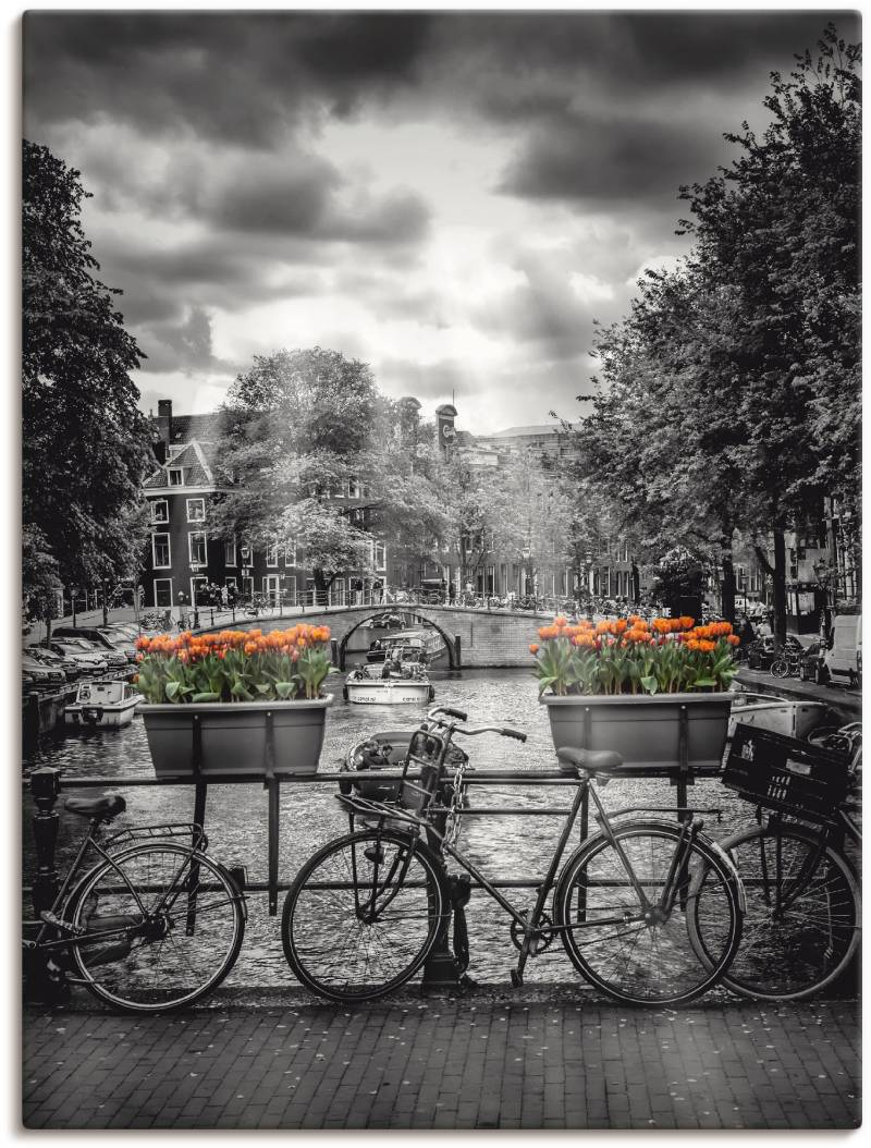 Artland Wandbild »Amsterdam Herengracht & Sonnenstrahlen«, Fahrräder, (1 St.), als Leinwandbild, Poster in verschied. Grössen von Artland