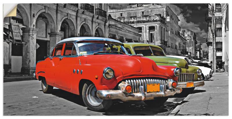 Artland Wandbild »Ansicht von bunten Havanna Autos«, Auto, (1 St.), als Alubild, Outdoorbild, Leinwandbild, Wandaufkleber, versch. Grössen von Artland