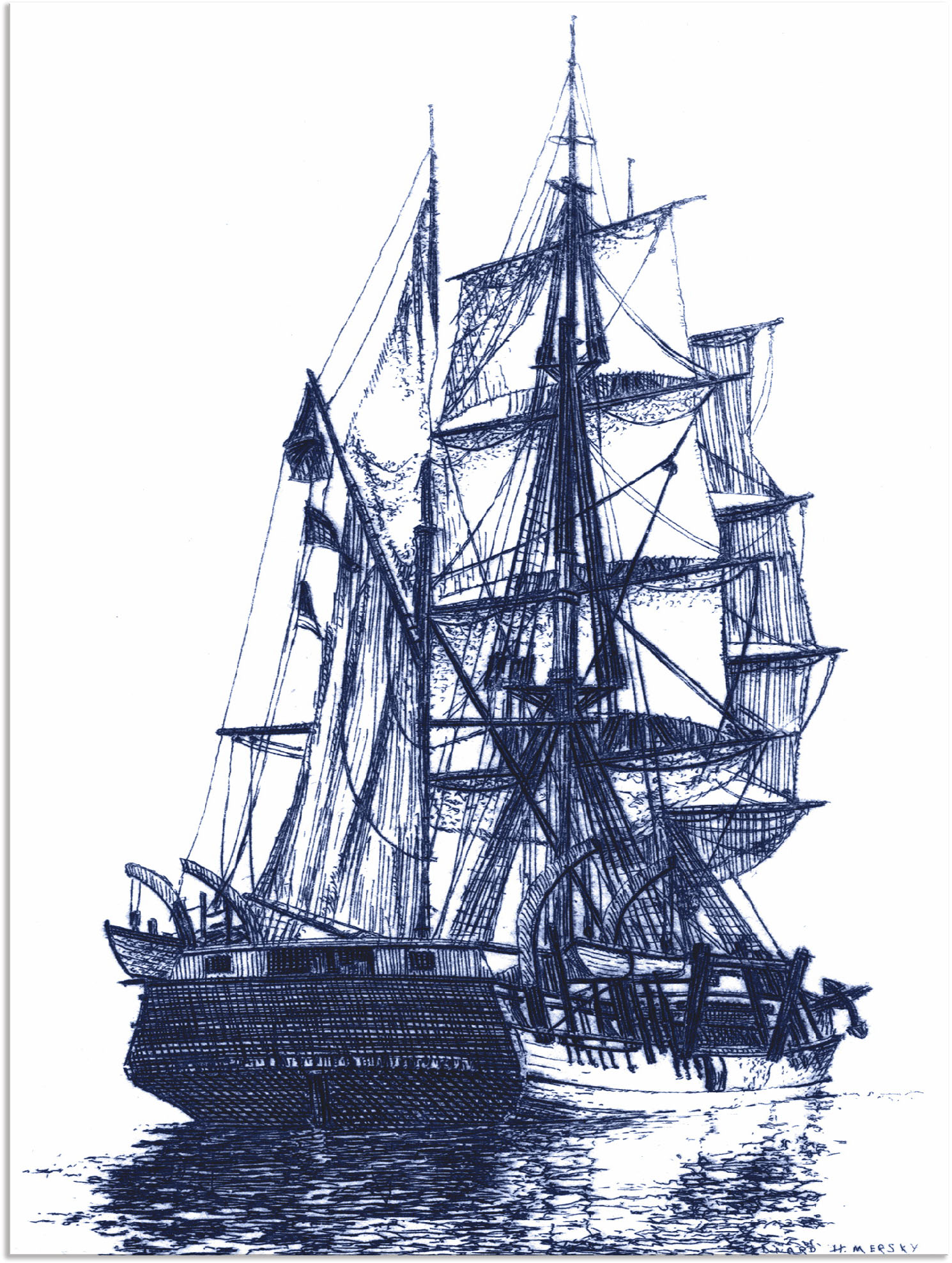 Artland Wandbild »Antikes Schiff in blau I«, Boote & Schiffe, (1 St.), als Alubild, Outdoorbild, Poster in verschied. Grössen von Artland
