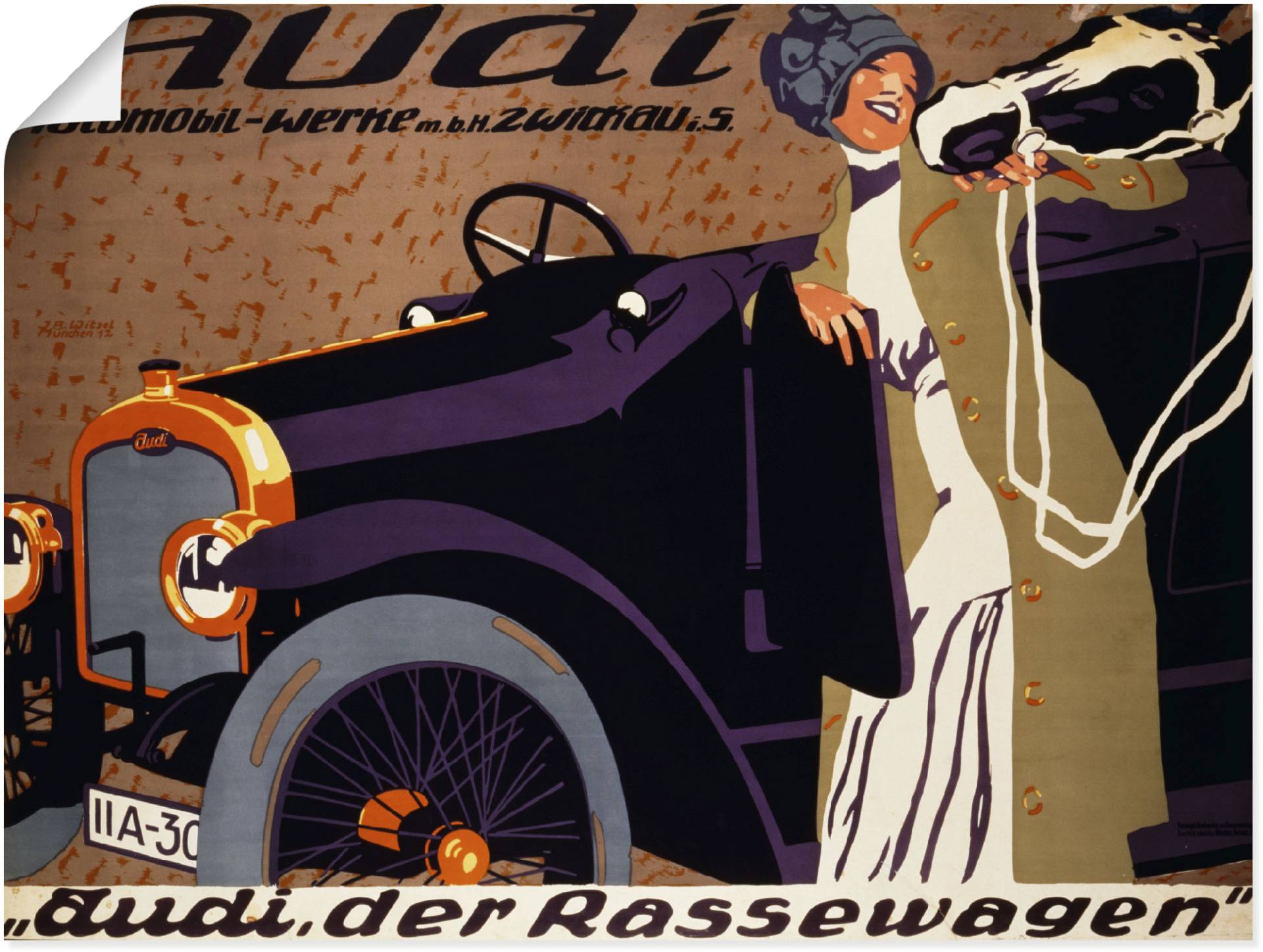 Artland Wandbild »Audi. 1912«, Auto, (1 St.), als Leinwandbild, Wandaufkleber oder Poster in versch. Grössen von Artland