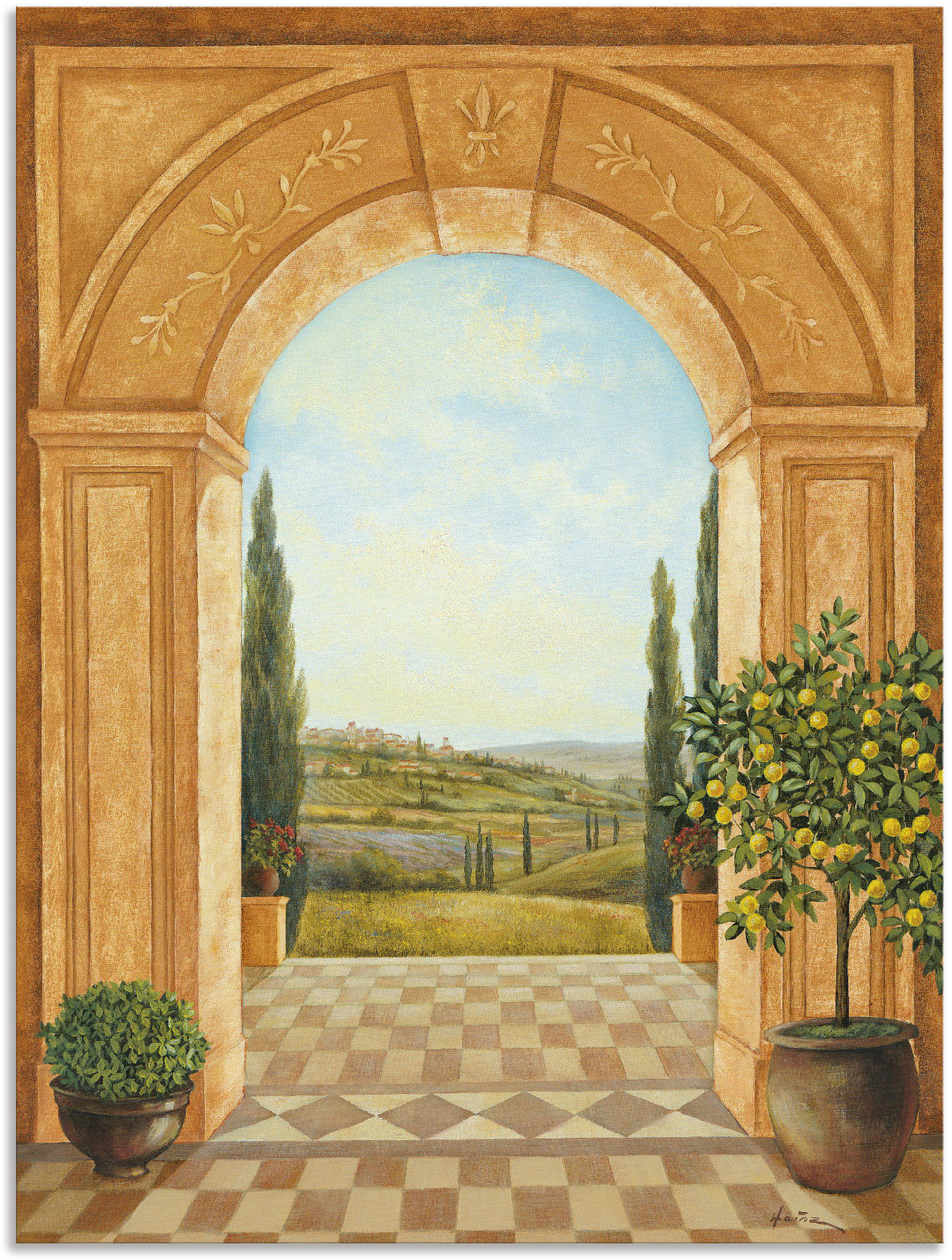 Artland Wandbild »Ausblick mit Zitronenbaum«, Fensterblick, (1 St.), als Leinwandbild, Poster, Wandaufkleber in verschied. Grössen von Artland