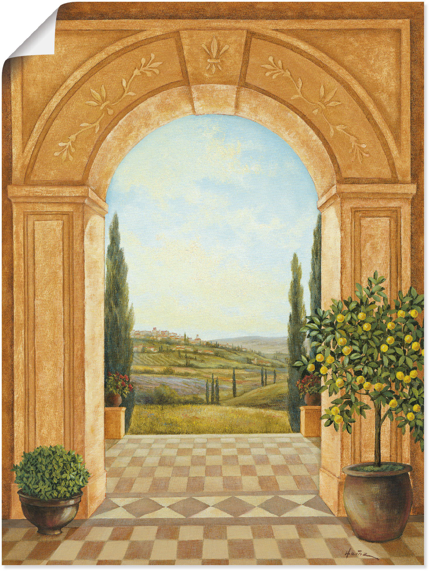 Artland Wandbild »Ausblick mit Zitronenbaum«, Fensterblick, (1 St.), als Leinwandbild, Poster, Wandaufkleber in verschied. Grössen von Artland