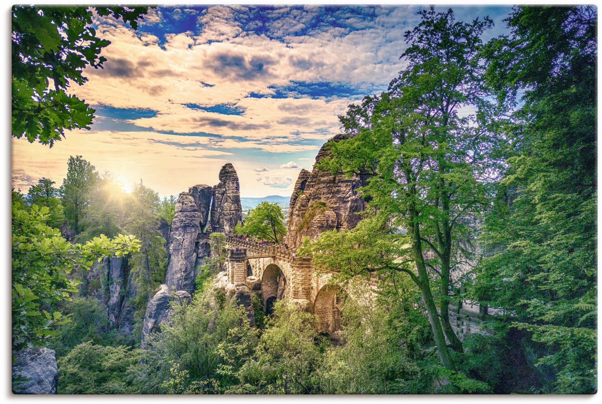 Artland Wandbild »Basteibrücke in der Sächsischen Schweiz«, Felsen, (1 St.), als Alubild, Outdoorbild, Leinwandbild in verschied. Grössen von Artland