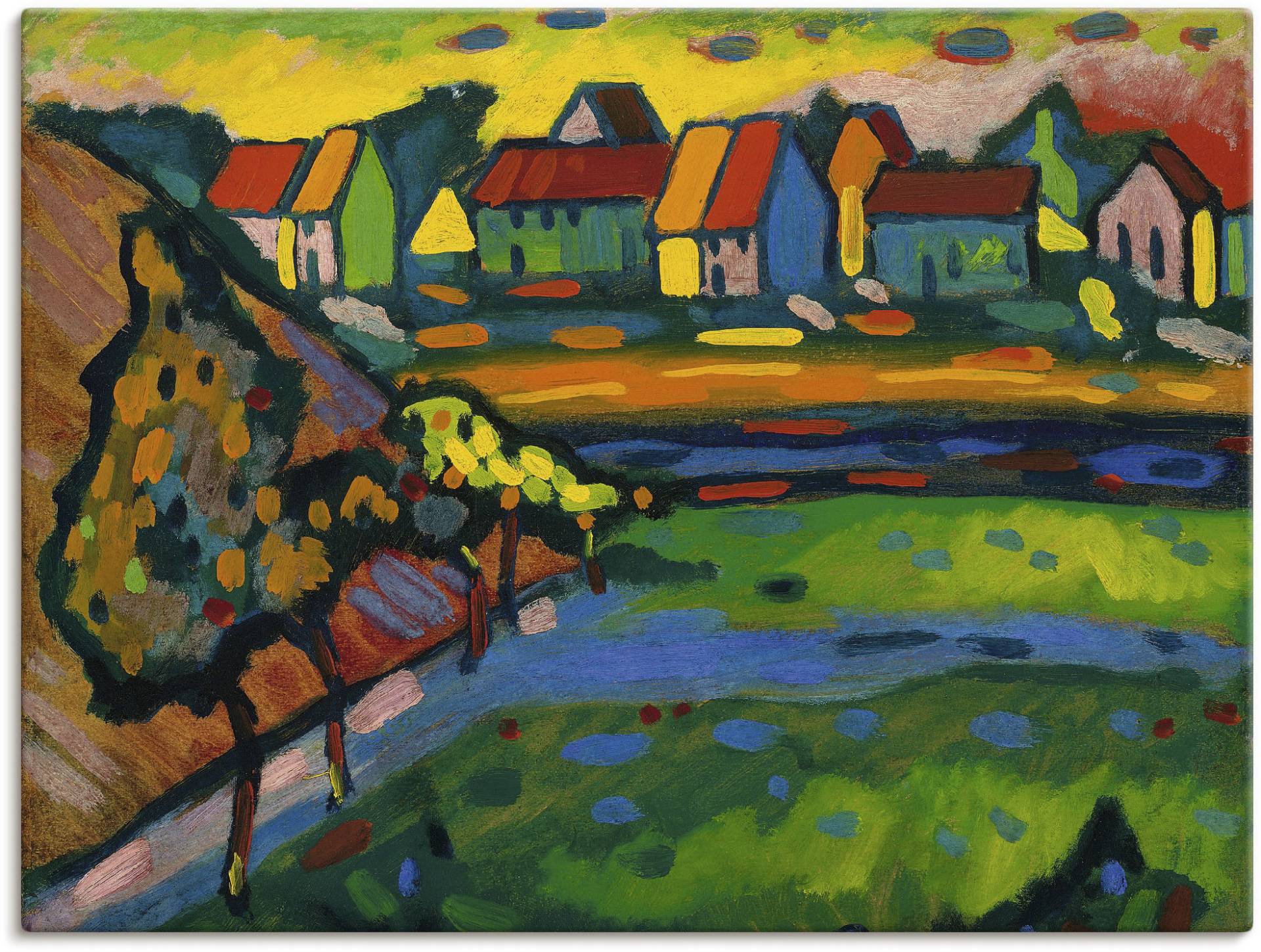 Artland Leinwandbild »Bayerisches Dorf mit Feld. 1908«, Europa, (1 St.), auf Keilrahmen gespannt von Artland