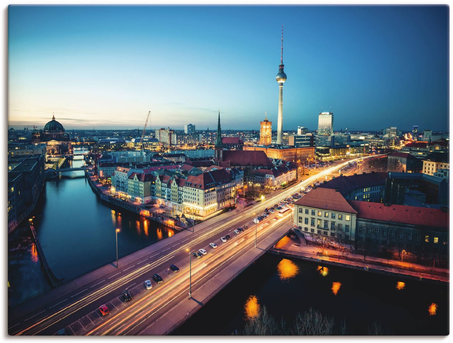 Artland Wandbild »Berlin Cityscape am Abend«, Deutschland, (1 St.), als Leinwandbild, Poster in verschied. Grössen von Artland