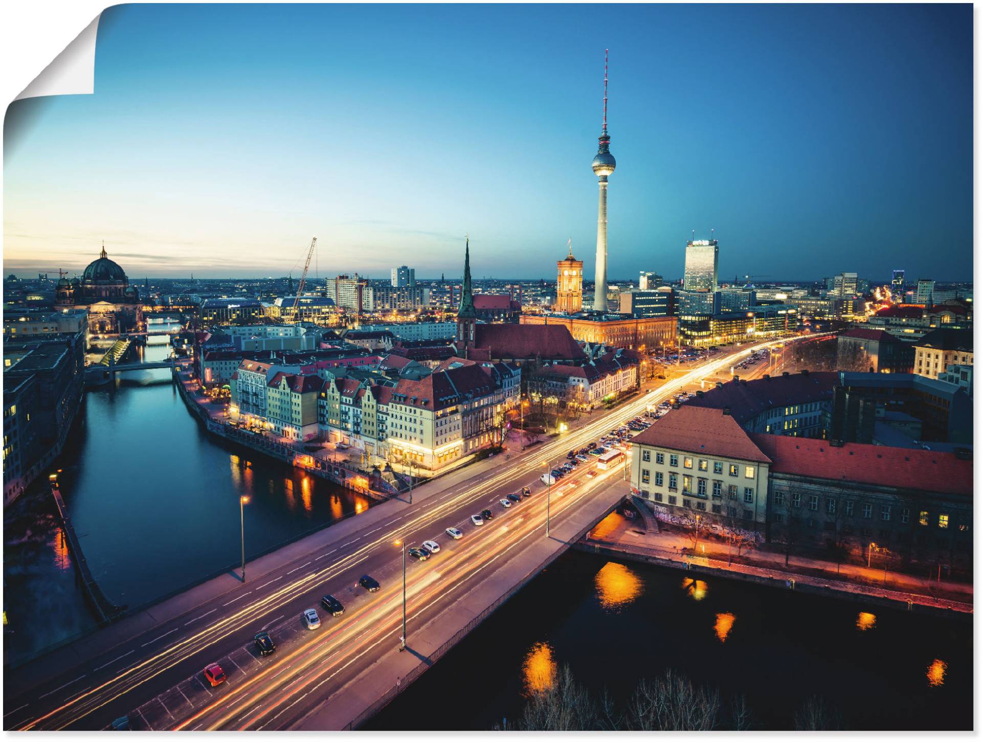 Artland Wandbild »Berlin Cityscape am Abend«, Deutschland, (1 St.), als Leinwandbild, Poster in verschied. Grössen von Artland