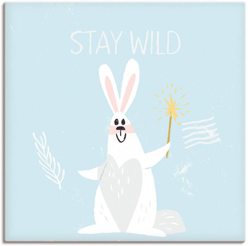 Artland Wandbild »Bleib Wild Kleiner Winter Hase im Schnee«, Tiere, (1 St.), als Alubild, Leinwandbild, Wandaufkleber oder Poster in versch. Grössen von Artland