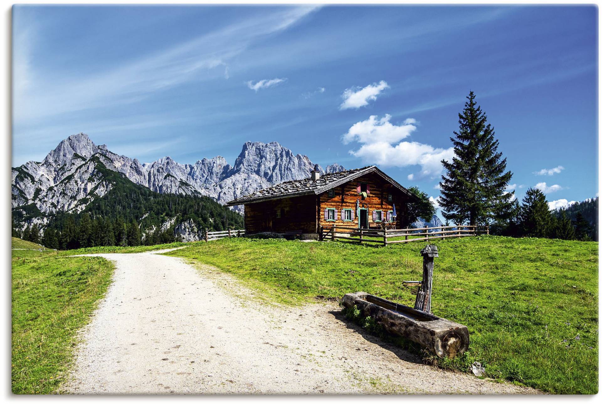 Artland Leinwandbild »Blick auf die Litzlalm mit Hütte«, Berge & Alpenbilder, (1 St.), auf Keilrahmen gespannt von Artland